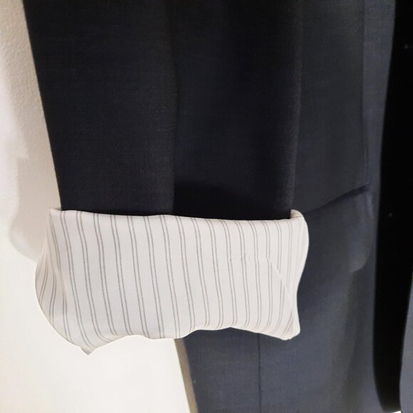 Vintage navy blue Lanificio Biella Italy pure virgin wool oversized blazer - Picture 6 of 9